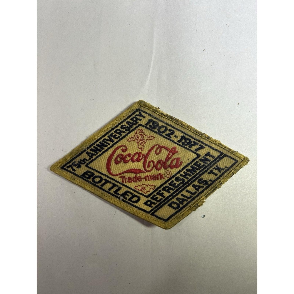 Vintage Coca-Cola Dallas TX Texas 75th Anniversary Patch 1902-1977 6" Long Coke